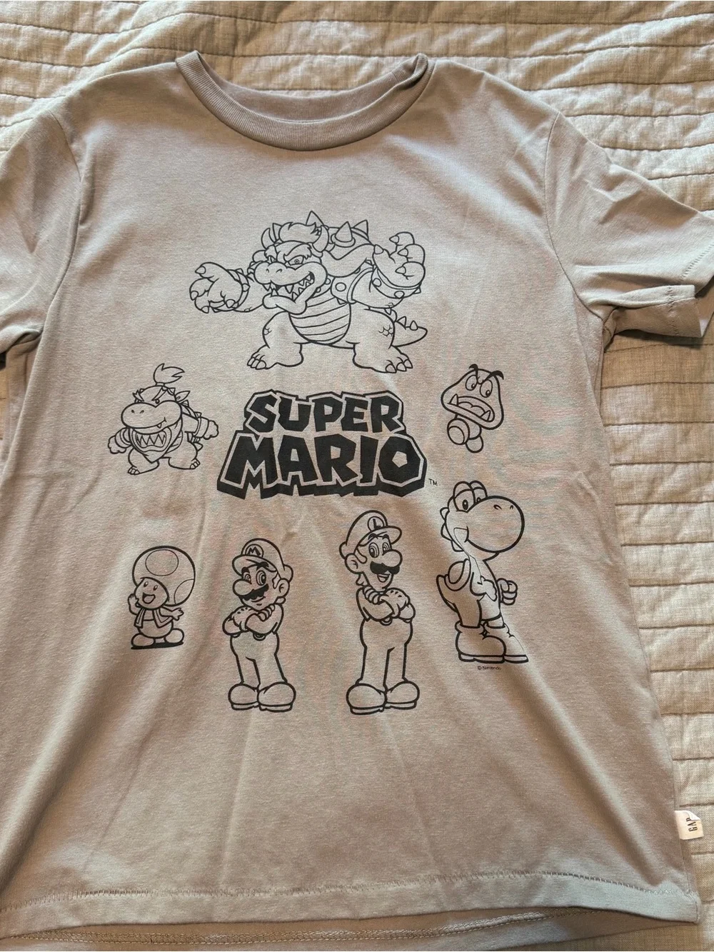 NWOT GAP Light Gray Super Mario Graphic Short Sleeve Tee
